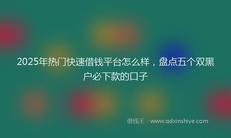 2025年热门快速借钱平台怎么样,盘点五个双黑户必下款的口子