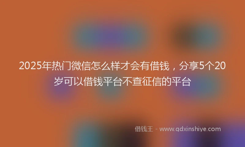 2025年热门微信怎么样才会有借钱，分享5个20岁可以借钱平台不查征信的平台