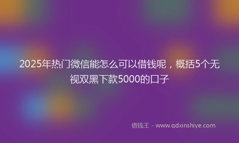 2025年热门微信能怎么可以借钱呢，概括5个无视双黑下款5000的口子