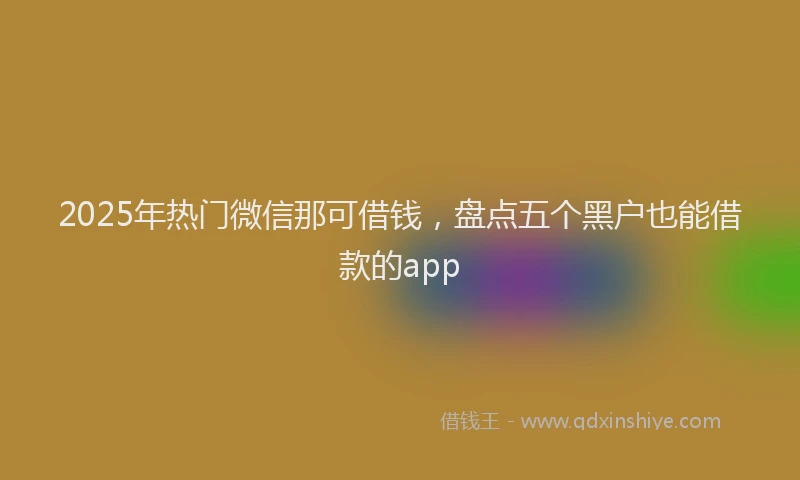 2025年热门微信那可借钱，盘点五个黑户也能借款的app