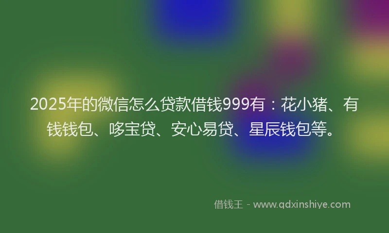 2025年的微信怎么贷款借钱999有：花小猪、有钱钱包、哆宝贷、安心易贷、星辰钱包等。