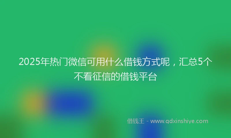 2025年热门微信可用什么借钱方式呢，汇总5个不看征信的借钱平台