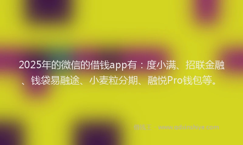 2025年的微信的借钱app有：度小满、招联金融、钱袋易融途、小麦粒分期、融悦Pro钱包等。
