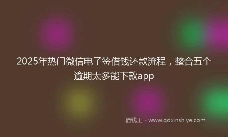 2025年热门微信电子签借钱还款流程，整合五个逾期太多能下款app