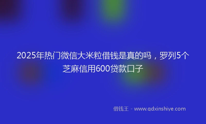 2025年热门微信大米粒借钱是真的吗，罗列5个芝麻信用600贷款口子