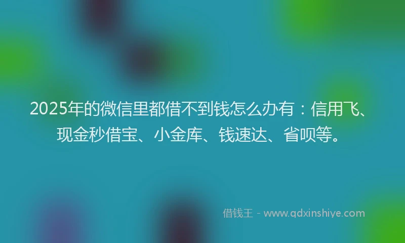 2025年的微信里都借不到钱怎么办有：信用飞、现金秒借宝、小金库、钱速达、省呗等。