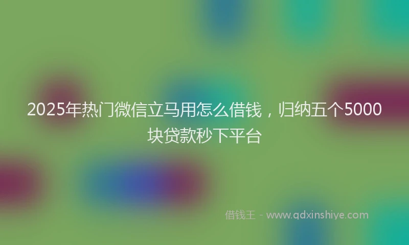 2025年热门微信立马用怎么借钱,归纳五个5000块贷款秒下平台