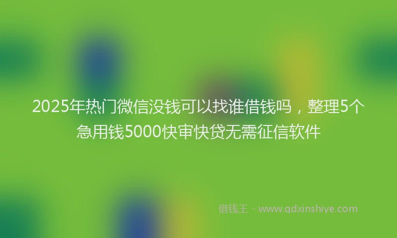 2025年热门微信没钱可以找谁借钱吗，整理5个急用钱5000快审快贷无需征信软件