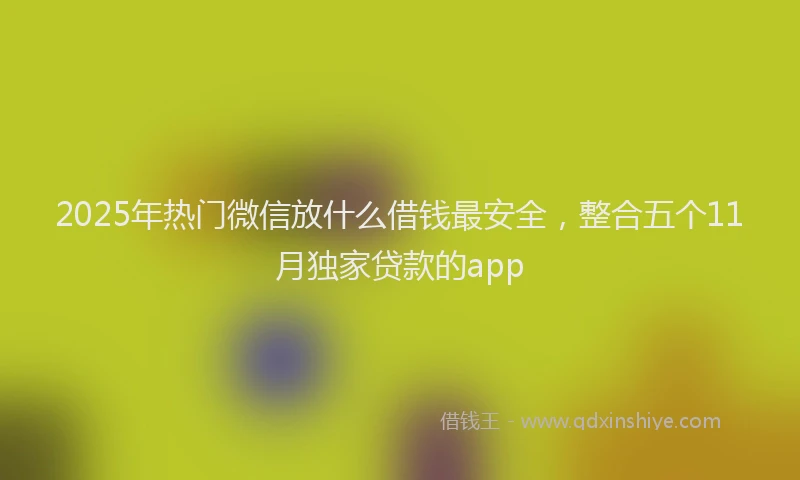 2025年热门微信放什么借钱最安全，整合五个11月独家贷款的app