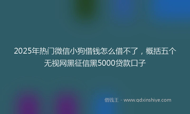 2025年热门微信小狗借钱怎么借不了，概括五个无视网黑征信黑5000贷款口子