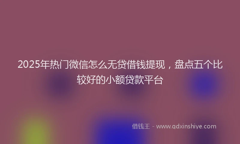 2025年热门微信怎么无贷借钱提现，盘点五个比较好的小额贷款平台