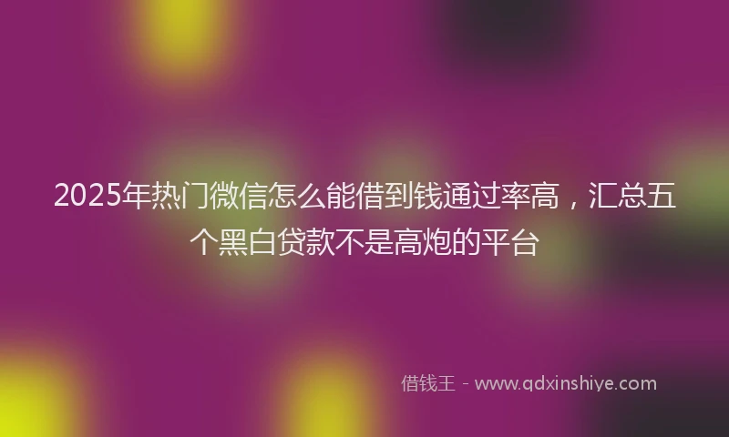 2025年热门微信怎么能借到钱通过率高，汇总五个黑白贷款不是高炮的平台