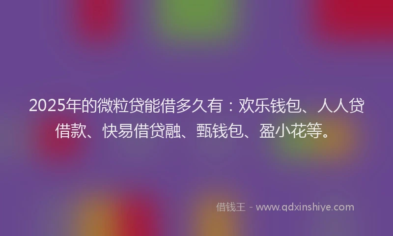 2025年的微粒贷能借多久有：欢乐钱包、人人贷借款、快易借贷融、甄钱包、盈小花等。