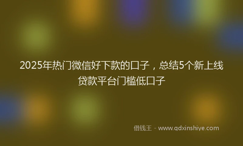2025年热门微信好下款的口子，总结5个新上线贷款平台门槛低口子