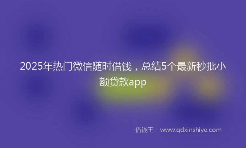 2025年热门微信随时借钱，总结5个最新秒批小额贷款app