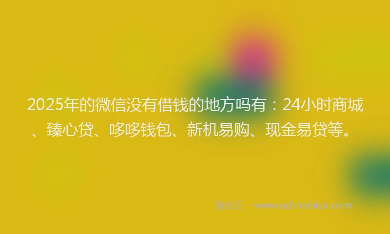 2025年的微信没有借钱的地方吗有：24小时商城、臻心贷、哆哆钱包、新机易购、现金易贷等。