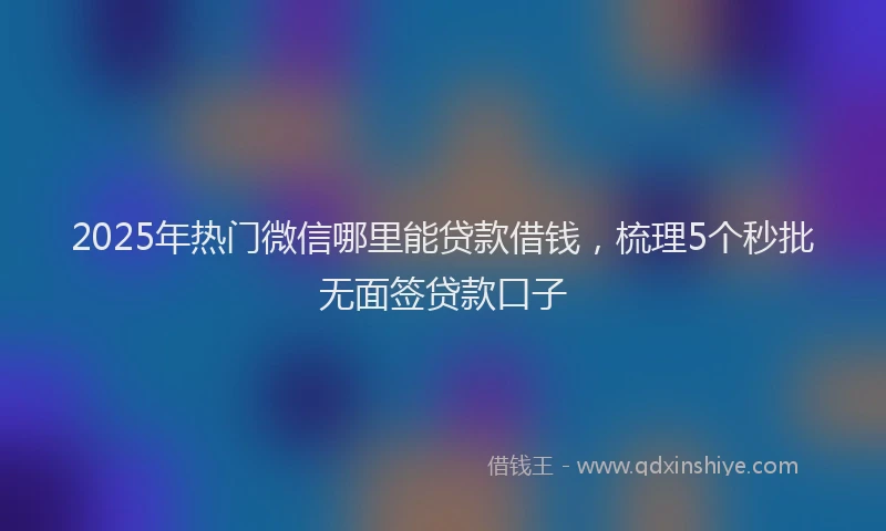 2025年热门微信哪里能贷款借钱，梳理5个秒批无面签贷款口子