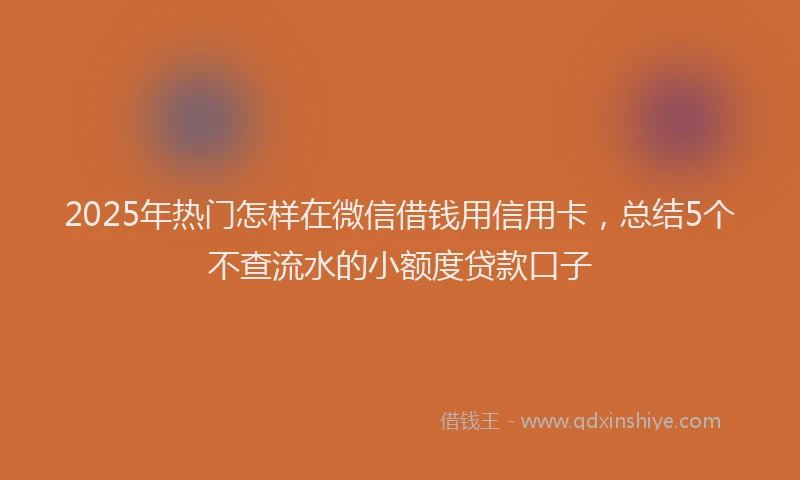 2025年热门怎样在微信借钱用信用卡，总结5个不查流水的小额度贷款口子