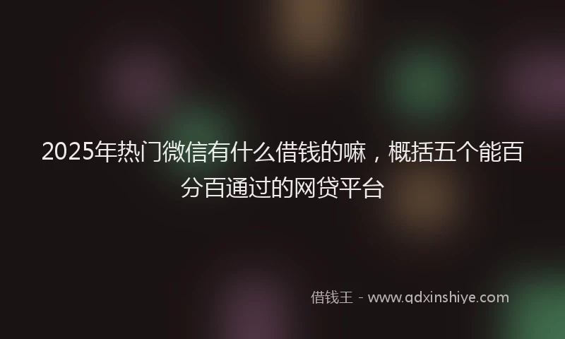 2025年热门微信有什么借钱的嘛，概括五个能百分百通过的网贷平台