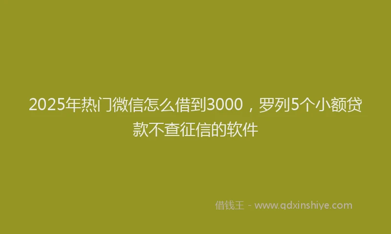2025年热门微信怎么借到3000，罗列5个小额贷款不查征信的软件