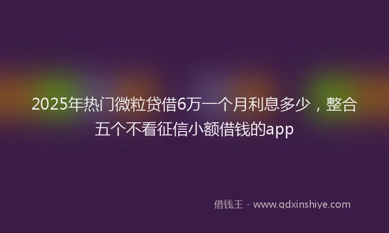 2025年热门微粒贷借6万一个月利息多少，整合五个不看征信小额借钱的app