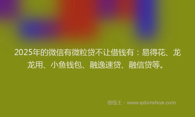 2025年的微信有微粒贷不让借钱有：易得花、龙龙用、小鱼钱包、融逸速贷、融信贷等。