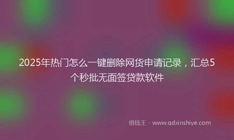 2025年热门怎么一键删除网货申请记录，汇总5个秒批无面签贷款软件