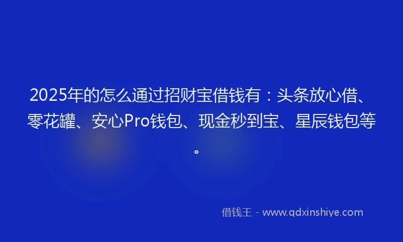 2025年的怎么通过招财宝借钱有：头条放心借、零花罐、安心Pro钱包、现金秒到宝、星辰钱包等。