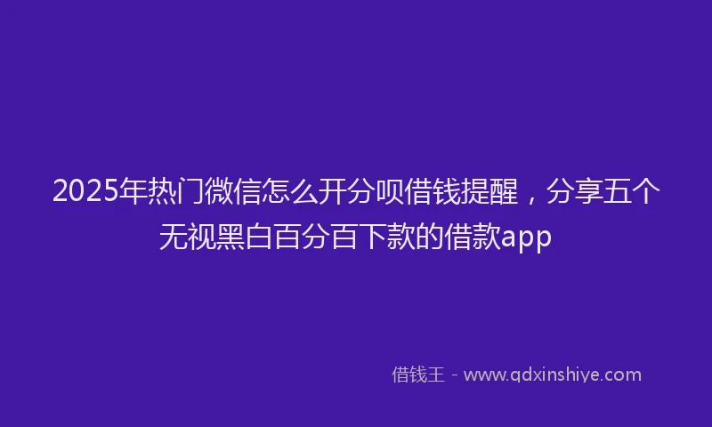 2025年热门微信怎么开分呗借钱提醒，分享五个无视黑白百分百下款的借款app