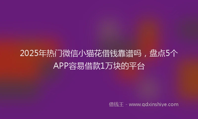 2025年热门微信小猫花借钱靠谱吗，盘点5个APP容易借款1万块的平台