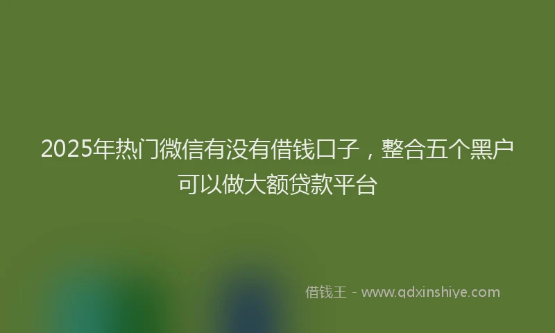 2025年热门微信有没有借钱口子，整合五个黑户可以做大额贷款平台