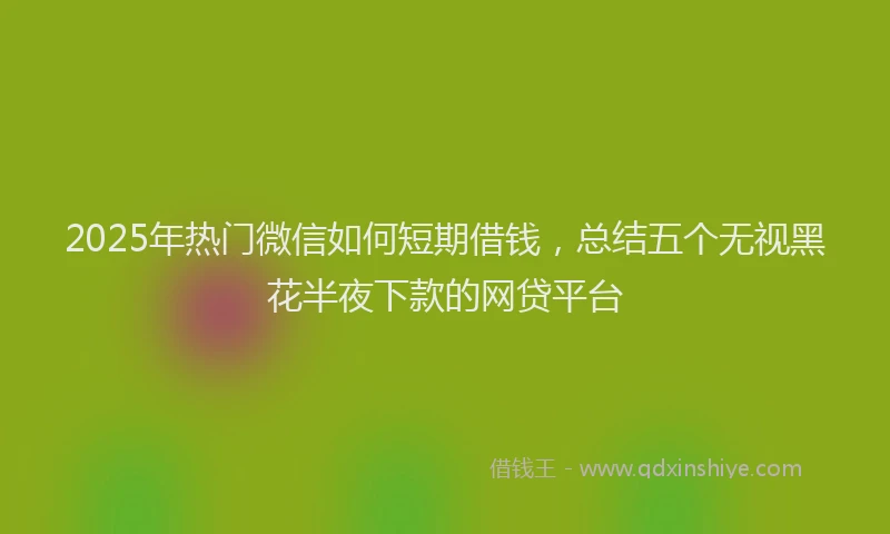 2025年热门微信如何短期借钱，总结五个无视黑花半夜下款的网贷平台