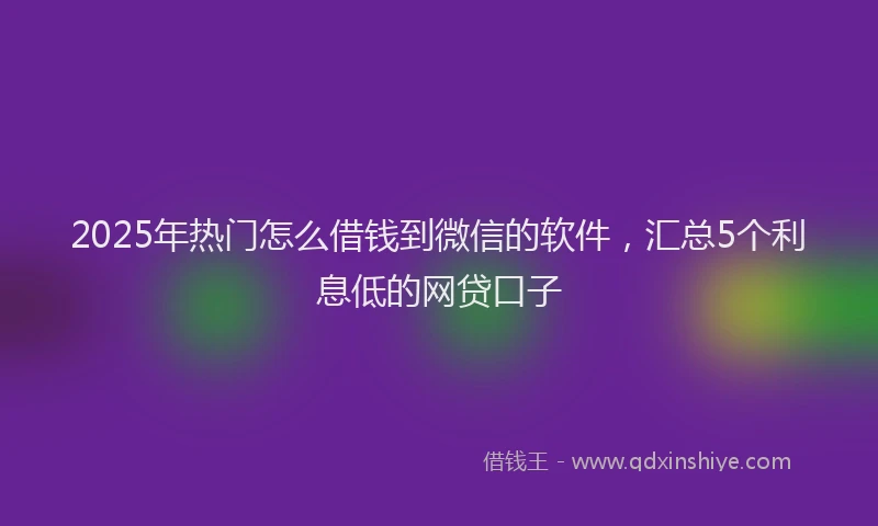 2025年热门怎么借钱到微信的软件，汇总5个利息低的网贷口子
