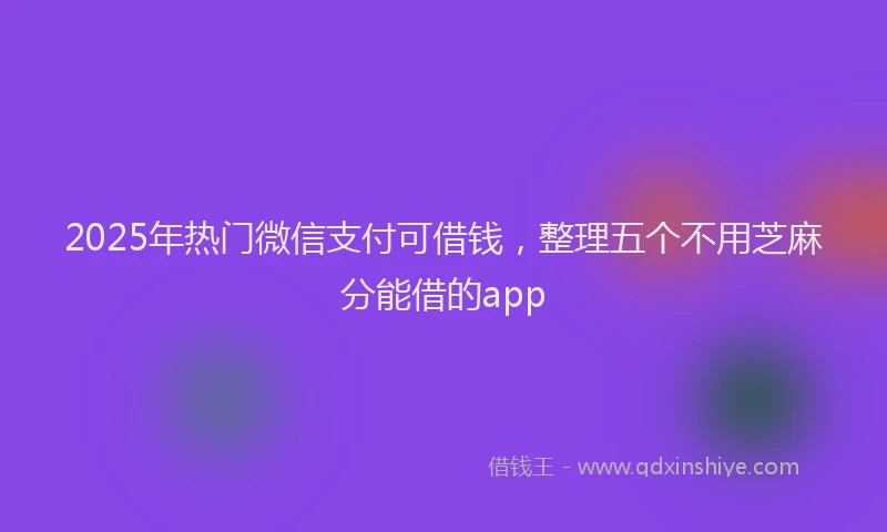 2025年热门微信支付可借钱，整理五个不用芝麻分能借的app