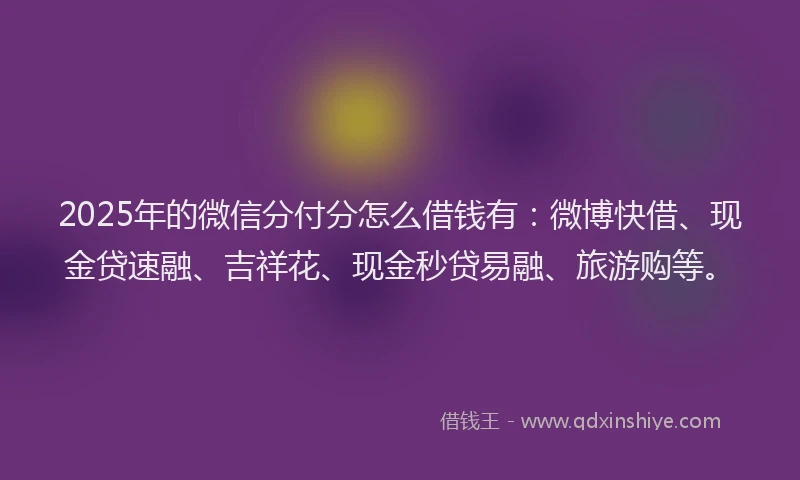 2025年的微信分付分怎么借钱有：微博快借、现金贷速融、吉祥花、现金秒贷易融、旅游购等。