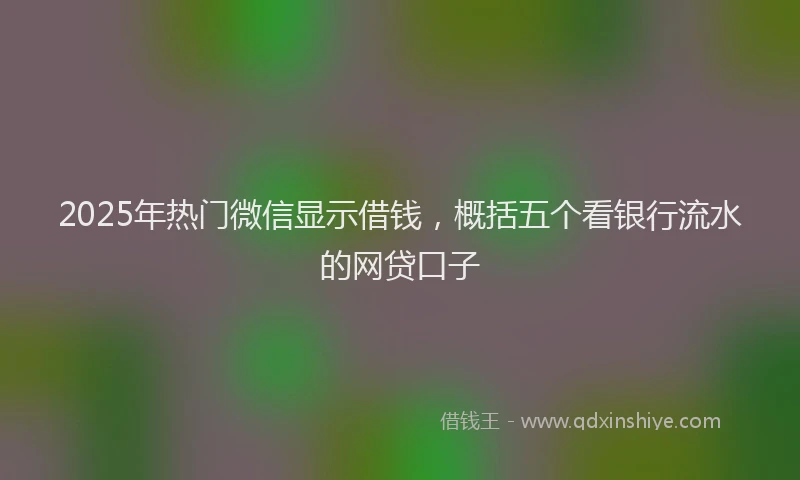 2025年热门微信显示借钱,概括五个看银行流水的网贷口子