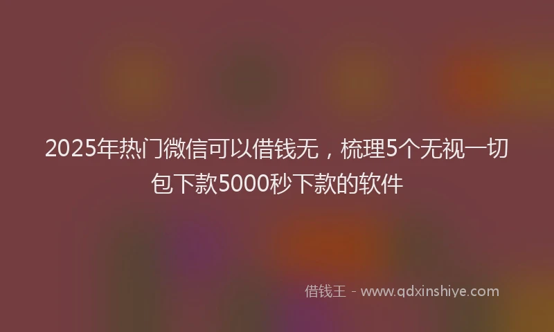 2025年热门微信可以借钱无，梳理5个无视一切包下款5000秒下款的软件