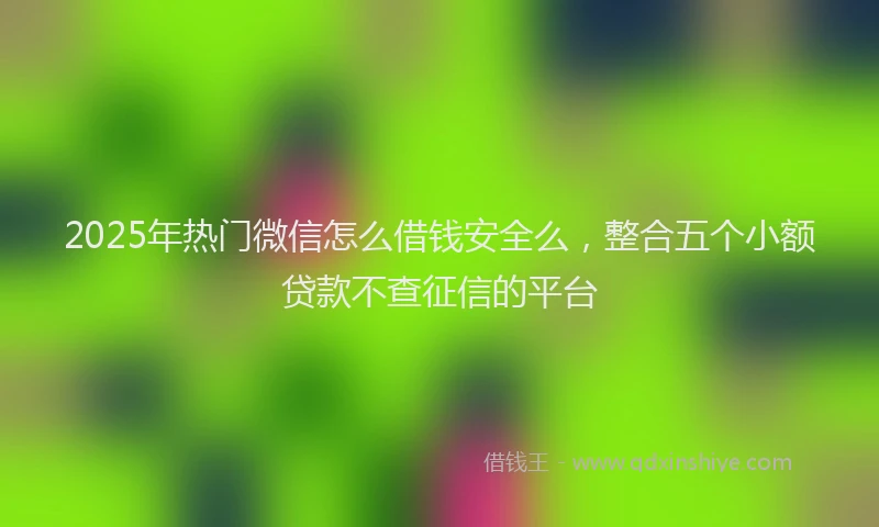 2025年热门微信怎么借钱安全么，整合五个小额贷款不查征信的平台