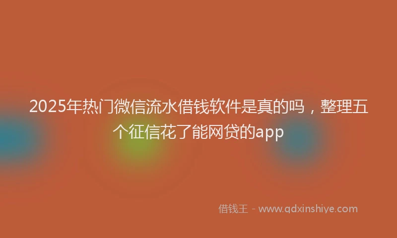 2025年热门微信流水借钱软件是真的吗，整理五个征信花了能网贷的app