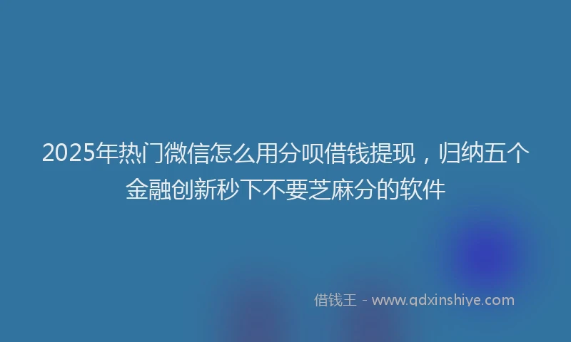2025年热门微信怎么用分呗借钱提现，归纳五个金融创新秒下不要芝麻分的软件