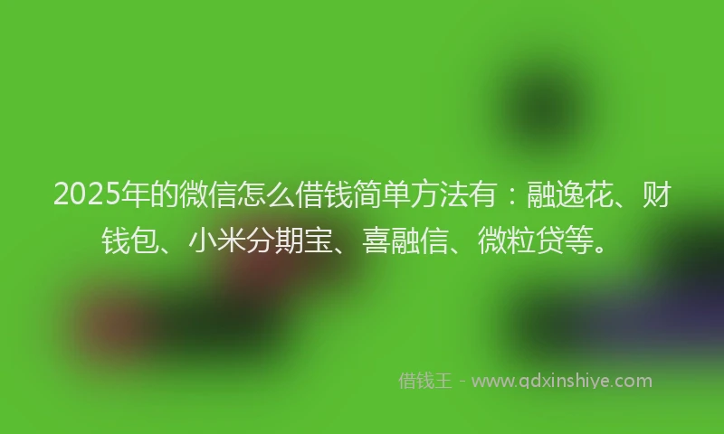 2025年的微信怎么借钱简单方法有：融逸花、财钱包、小米分期宝、喜融信、微粒贷等。