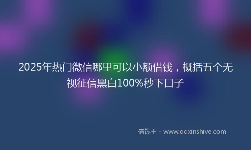 2025年热门微信哪里可以小额借钱，概括五个无视征信黑白100%秒下口子