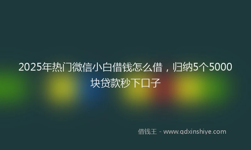 2025年热门微信小白借钱怎么借，归纳5个5000块贷款秒下口子