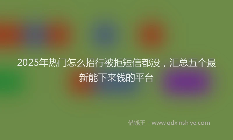 2025年热门怎么招行被拒短信都没，汇总五个最新能下来钱的平台