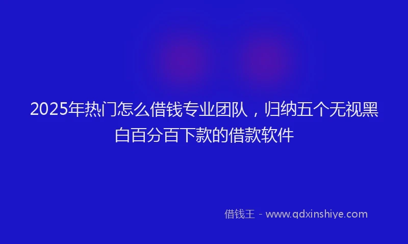 2025年热门怎么借钱专业团队，归纳五个无视黑白百分百下款的借款软件