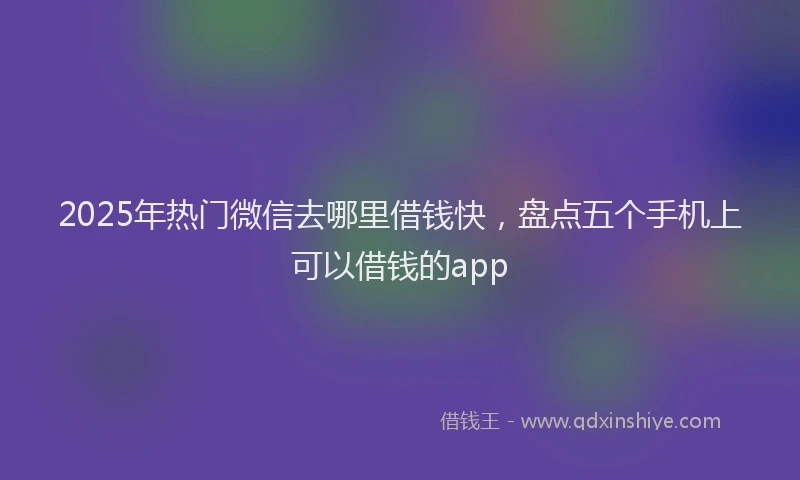 2025年热门微信去哪里借钱快，盘点五个手机上可以借钱的app