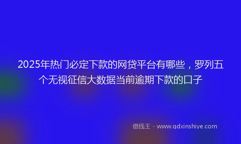 2025年热门必定下款的网贷平台有哪些，罗列五个无视征信大数据当前逾期下款的口子
