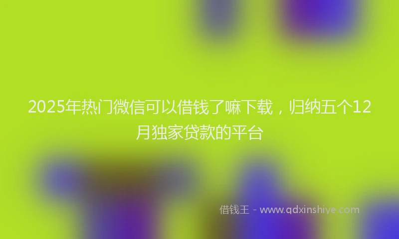2025年热门微信可以借钱了嘛下载，归纳五个12月独家贷款的平台