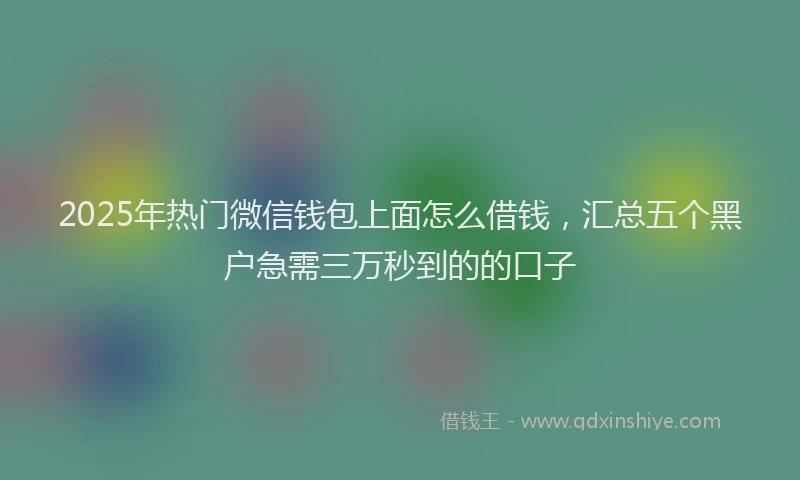2025年热门微信钱包上面怎么借钱,汇总五个黑户急需三万秒到的的口子