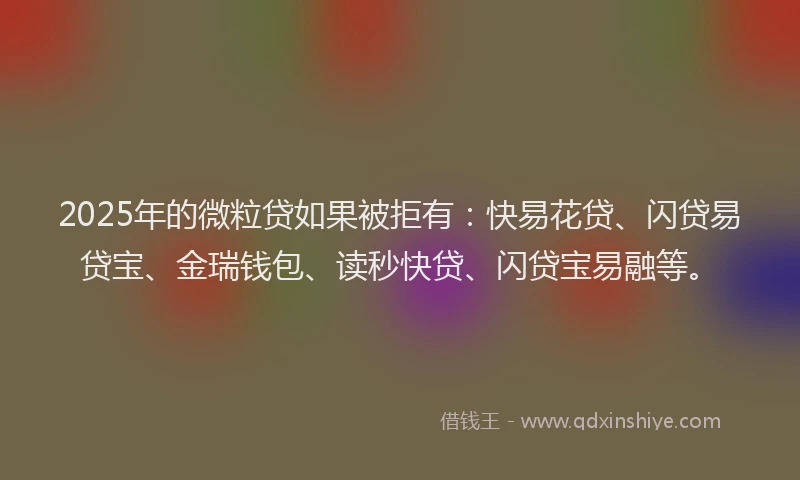 2025年的微粒贷如果被拒有：快易花贷、闪贷易贷宝、金瑞钱包、读秒快贷、闪贷宝易融等。